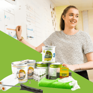 Woman Demonstrating Magnetic Whiteboard Paint Application
